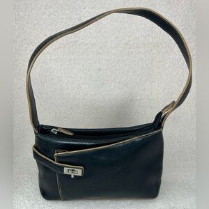 Vintage Gancia Faux Leather Shoulder Purse Baguette Bag Black/Tan Women’s VTG